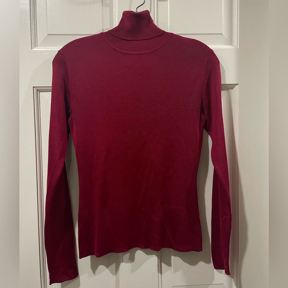 Ann Taylor 100% Silk Red Turtleneck